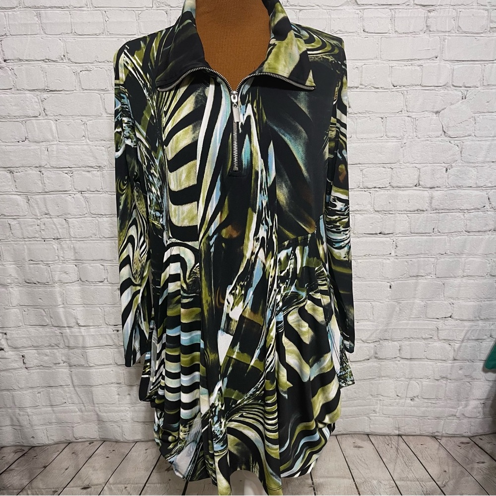 Fashque Designs Boutique Slinky Knit 1/4 Zip Top Size XL